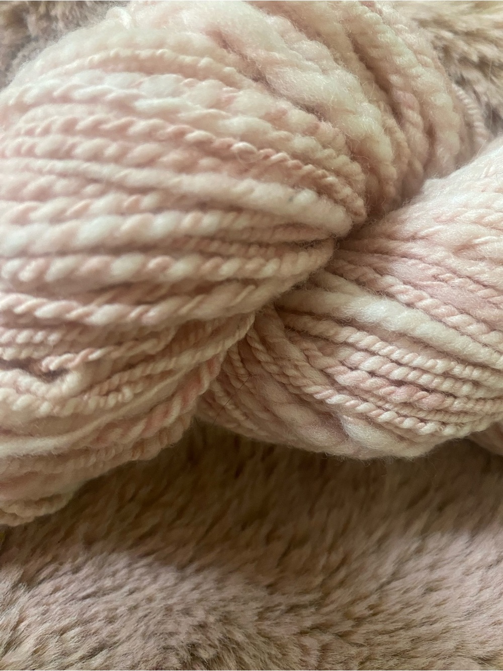 Handspun 2-ply Australian Merino Art Yarn - Soft Petal Pink